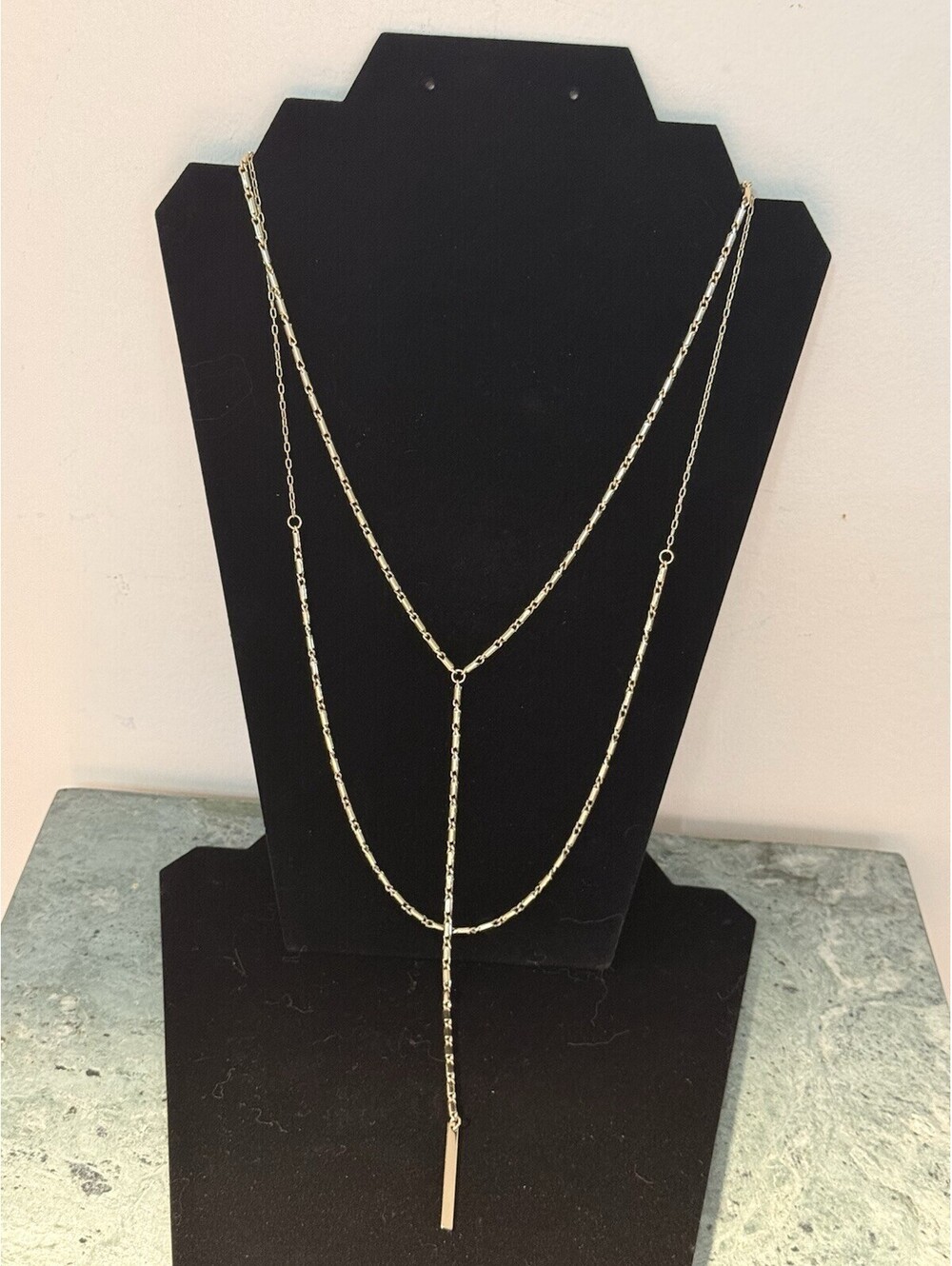 Two Chain Layered Necklace Long Style Gold In Color - Picture 5 of 8